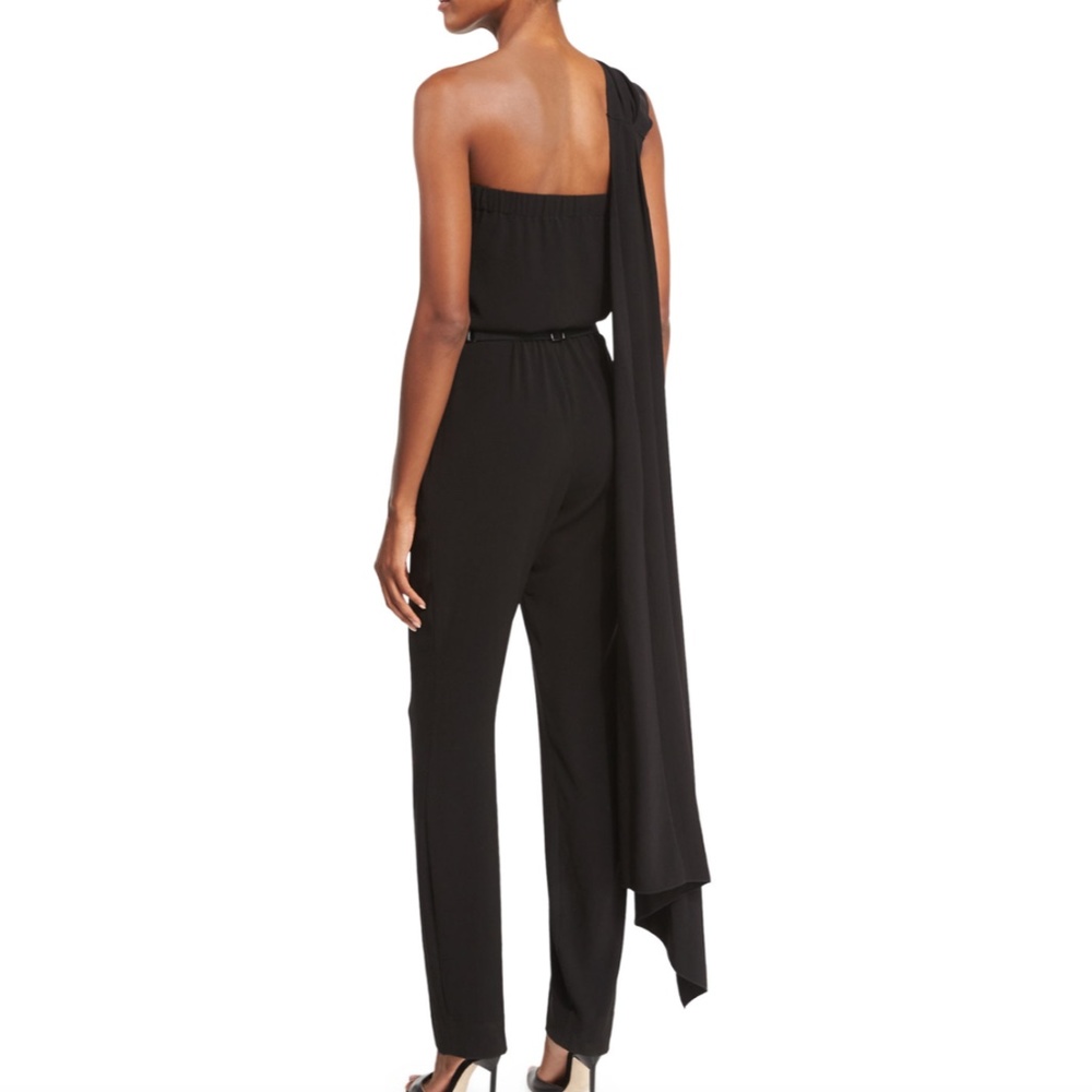 Halston Heritage Black Drape Neck Jumpsuit